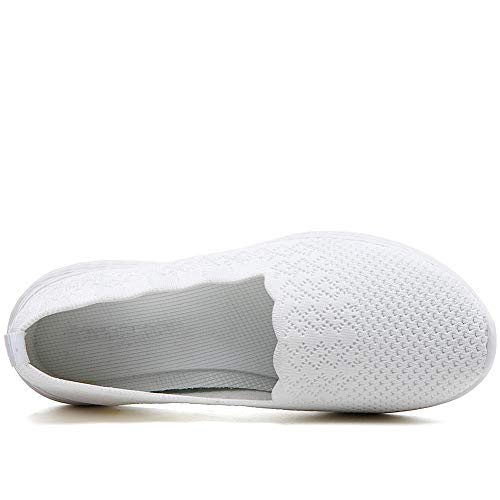 Image of poemlady Women's Walking Shoes Slip On Knit Mesh Loafers Round Toe Flat | Comfortable Memory Foam Insole & Arch Support Casual Sneakers, Non Slip Nursing Footwear for Working & Outdoor Daily Walks