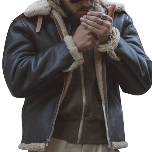 Image of The Next Men B6 Bomber Jacket Aviator Real Shearling B6 Pilot Bomber Leather Jackets For Men