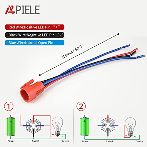 Apiele Rear Lights Push Button Switch On Off Spst Stainless Steel 10A 12V 24Vdc Pre-Wired 19Mm 0.74" Install Sizefor Car Boat Truck, 3 Year Warranty (Rear Lights) #TOP3