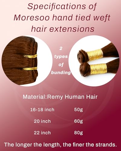 Image of Moresoo Genius Weft Sew in Human Hair Extensions, Light Copper, 20 Inch 60g | Made with Remy human hair, flowing texture and added fullness for events and special occasions
