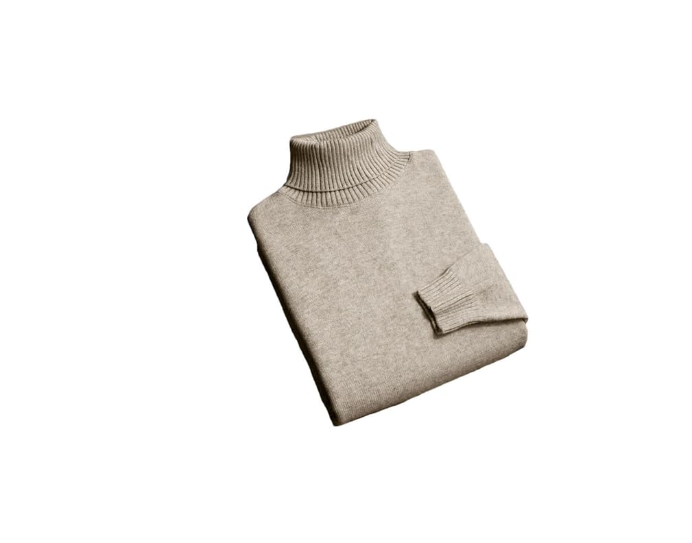 Suéter de punto de cuello alto para hombre, ajuste delgado, manga larga, color liso, ajuste delgado, suéter de cuello alto