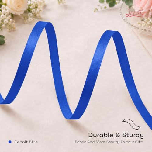 Image of Double Face Cobalt Blue Satin Ribbon 1 /4 inch X 50 Yards Polyester Cobalt Blue Ribbon for Gift Wrapping Very Suitable for Weddings Party Hair Bow Invitation Decorations and More