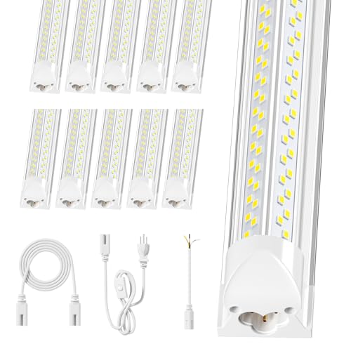 Super Bright 100w 8ft Led Shop Lights 10-Pack| 5000K 15000lm...