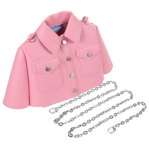 Sac porté épaule femme avec chaîne créative et petit sac à main rose tendance