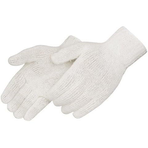 Liberty Glove & Safety K4517Q/L Cotton/Polyester Regular Weight Plain Seamless Knit Glove with Elastic String Knit Wrist, Large, Natural White (Pack of 12) Cover