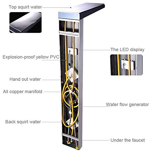 Sistema de Torre de Panel de Ducha Termostático LED con Funciones Múltiples, Pantalla Digital, Ducha Superior, Chorros de Masaje, Tubo de Llena miniatura 5