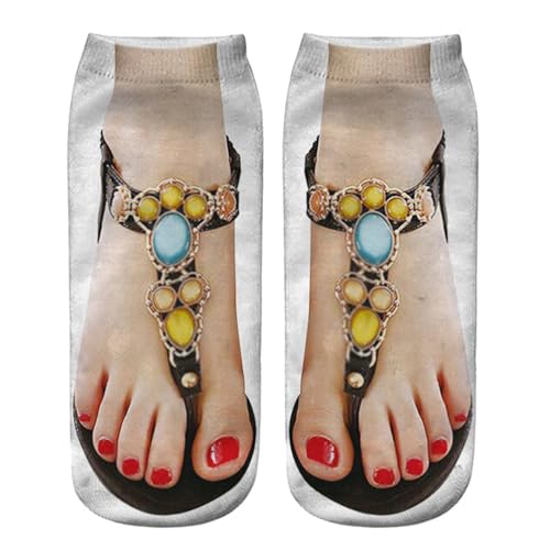 Generisch Medias con estampado de champán y manicura, divertidos calcetines ocultos para correr para mujer, calcetines personalizados para los días de la semana, G, Talla única
