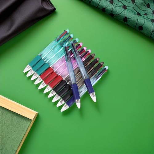 ROMISBABA 24 Adet İnce Uçlu Çoklu Mürekkepli Tükenmez Kalem Seti Şeffaf Gövdeli Çok Yazı Kalemi Okul ve Ofis - Görsel 5