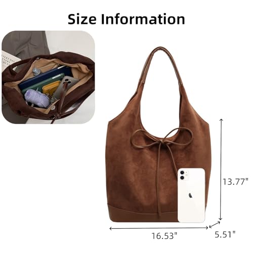 Suede Bag for Women Suede Slouchy Bag Hobo Handbag Retro Shoulder Bag Slouchy Purse for Work Shopping Work4