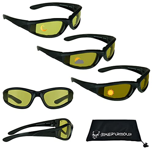 Bikershades Motorcycle Transitional Sunglass Men Women Safety polycarbonate photochromic Lens Yellow to Dark Brown2