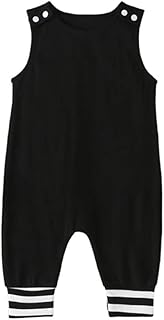 Macacão de bebê macacão infantil macacão de algodão sólido sem mangas roupa de algodão com abertura de botão de pressão infantil verão macacão de uma peça pijama de bebê design clássico(D)