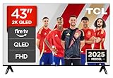 TCL 43SF560 Televisor 43 Pulgadas QLED Full HD, Smart TV con Fire TV, Control por Voz Alexa, HDR10, Dolby Audio, DTS Virtual:X, AirPlay 2, Sin Bisel