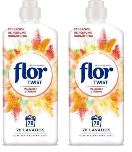 Reckitt Flor Twist - Suavizante para la Ropa Concentrado Aroma Melocotón y Cítricos 1404 ml - 78 Dosis (Paquete de 2)