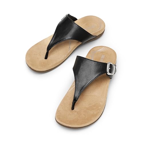 DREAM PAIRS DREAM PAIRS Orthotic Thong Sandals for Women, Arch Support Flip Flops, Comfortable Lightweight Slip On Sandals for Walking, Casual Summer Everyday Wear,Size 9.5,Black,SDFF2406W