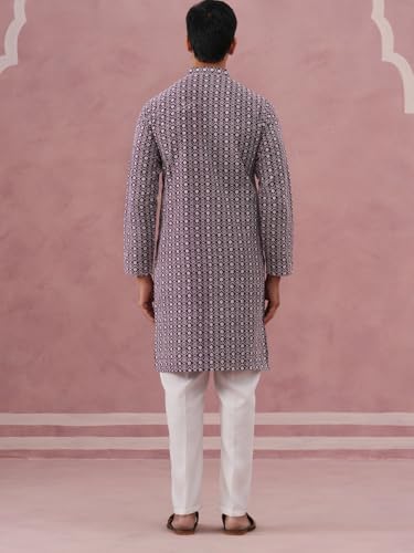 Image of Jompers Floral Embroidered Kurta With Churidar (Purple, L)