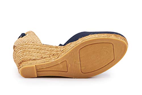 Image of Viscata Sagaro Espadrille Canvas Wedges with Ankle Laces Spain Handmade 2 inch Heel Women's Sandals with Breathable Organic Cotton Canvas and 100% Natural Jute for all Occasions: Casual, Work, Party