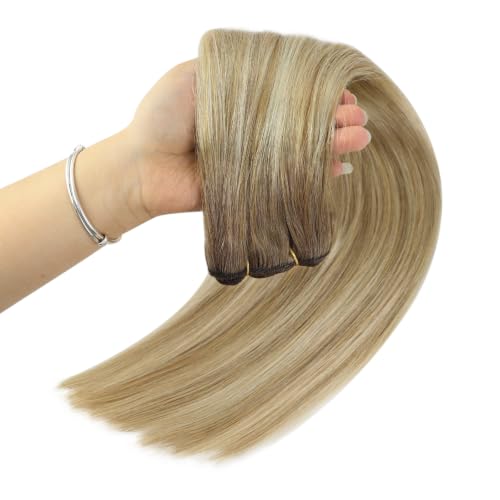 Image of Full Shine Invisible Weft Hair Extensions 16 Inch 105G Balayage Hair Weft