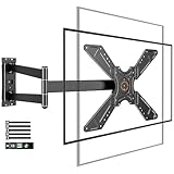 WHYFONE TV Wandhalterung Schwenkbar für 32-75 Zoll Fernseher, 180° Drehung von Querformat zu Hochformat Ecke TV Halter mit 850mm Langem Arm, Fernseher Halterung für die Wand VESA 600x400mm bis zu 50kg
