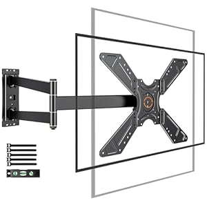 WHYFONE TV Wall Bracket Mount with Extra Long Articulated Arm 850mm for 32-75 Inch TVs, 180° Rotation Landscape to Portrait Full Motion Corner TV Wall Mount Bracket up to 50kg max. VESA 600x400mm