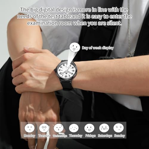 Image of OLEVS Mens Watch Original Easy Read Fashion Analog Quartz Unisex Watches Big Numer Silicone Waterproof Date Sport Watch for Man with Emoji