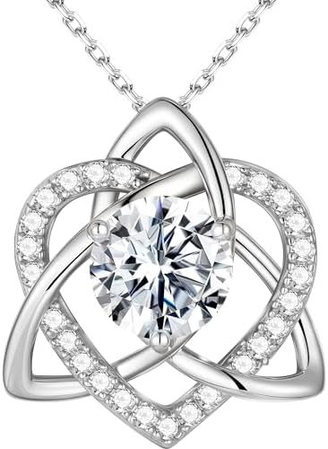 MOOSEA Valentines Day Gifts for Her, Celtic Knot Moissanite Neckl...