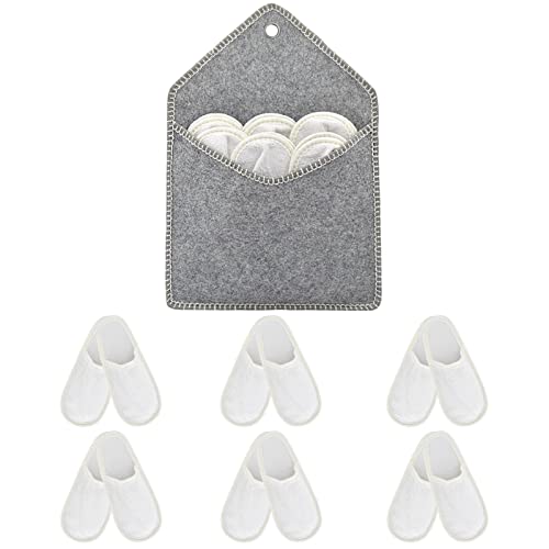 Panda Bros Fleece Felt Close Toe 5 Pairs Non Slip Indoor Family House Guest Slippers Set for Shoeless Home2