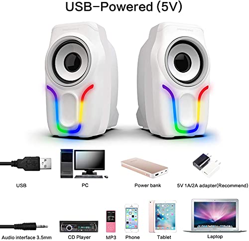 DE Layout QWERTZ kabelgebundenes Tastatur- und Mausset+RGB-Hintergrundbeleuchtung Kopfhörer Einstellbares Mikrofon + Stereo-Lautsprecher+Großes Mauspad für PC Mac Gamer Büro-Schreibkraft (Weiß ) - Image 7