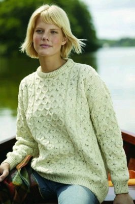100% Natural Wool Crew Neck Aran Sweater Natural, XXL3