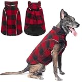 SUUZII Dog Winter Coat Fleece Jacket,Reversible Buffelo Plaid Dog Clothes for Small Medium Large Dog