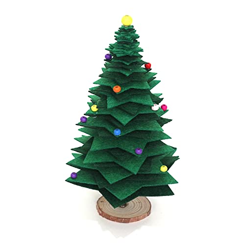Inf-way Felt Christmas Tree DIY Craft Kit, Handmade Mini Christmas Tree Decoration Set Festive DIY Craft Supplies with Felt Sheets & Ornaments for Holiday Decor(2pack)