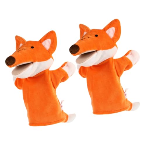UPKOCH 2 Stück Fuchs Handpuppen aus Weichem Plüsch Ebene Handpuppen für Geschichtenerzählen und Puppenspiel