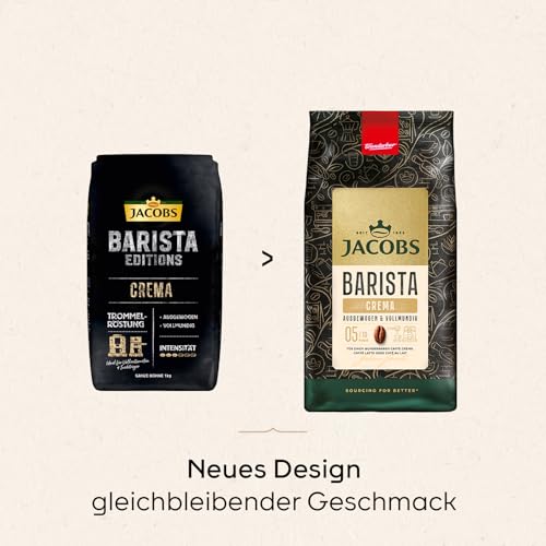 Jacobs Kaffeebohnen Barista Crema Intense, intensiv mit dunkler Schokolade & Pekannuss, geröstet in...