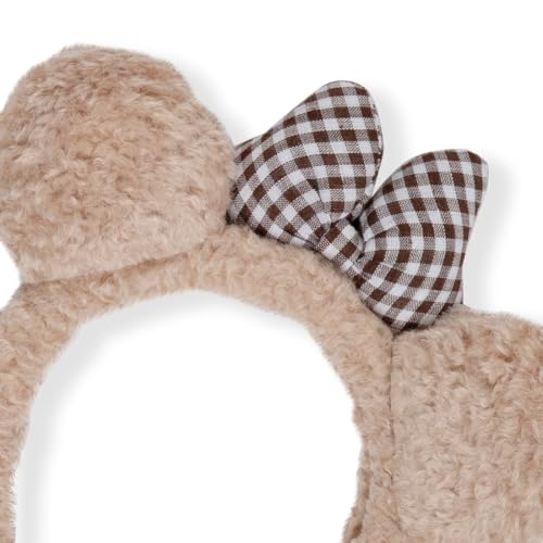 Image of Radhu & Kabby Teddy Bear Hair Band for Girls Kids | Cute Girls Hair Accessories | Teddy Ears Head band with Checkered Bow | Hairbands For Kids Girl | Kids hair Accessories, Fun Hair Bands (1 Pc)