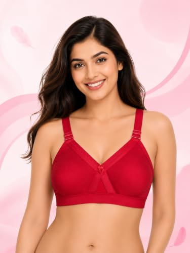 Image of SONA Super Fit Everyday Non Padded Side Support Cotton Full Coverage Bra for Women with Transparent Strap Plus Size Bra