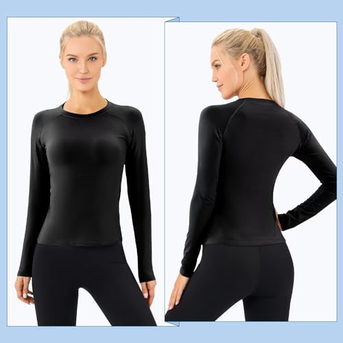 Sillictor Womens Thermal Tops Long Sleeve Fleece Lined Sports Base Layer Women Skin Compression Tops for Running Hiking Cycling Ski,Warm Quick Dry High Wicking Soft - Image 3