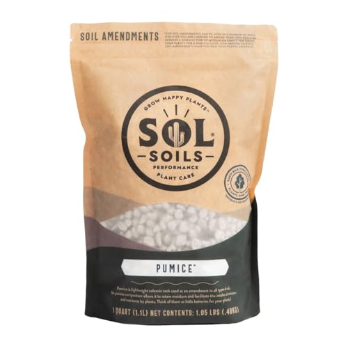 Sol Soils Horticultural Pumice - Lightweight, All-Natural Volcanic Rock Soil Amendment to Improve Drainage, Aeration & Maintain Moisture Balance – Filtered 3/8' to 1/4' - 1 Quart