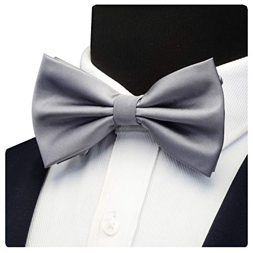 Image of GUSLESON Men's 3-pc Solid Color Bow Tie Gift Set - Double‑Fold Pre-Tied Bow Tie, Pocket Square, Cufflinks - Wedding Formal Party