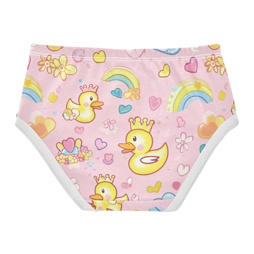 Wusikd Funny Ducks Girls' Underwear Cotton Hearts Flowers Girls Briefs Soft Toddler Underwear 2T2