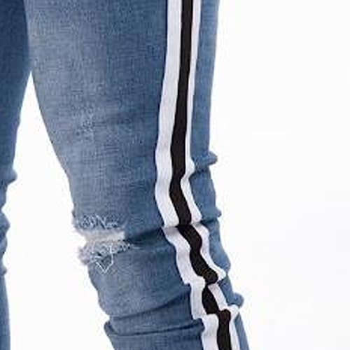 Men's Slim Distressed Tapered Leg Jean Skinny Ripped Straight Stylish Denim Pants Regular Zipper Jeans Pantalon4