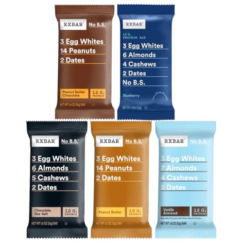 RXBAR Real Food Protein Bar Assorted Variety Pack Gluten-Free 1.83 oz Bars 24 Count
