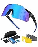 Winyoher Schnelle Brille Herren Winddicht Sport Sonnenbrille Damen-UV400 Schutz Fahrradbrille Ultraleicht Randlos Sportbrille mit 3 Austauschbare Linse für Radfahren MTB Angeln Fahrrad Laufen