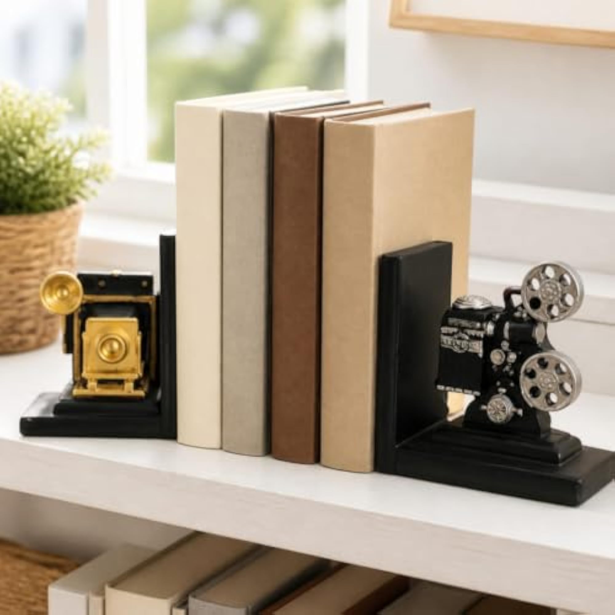 Compact Vintage Camera Projection Lamp Bookends