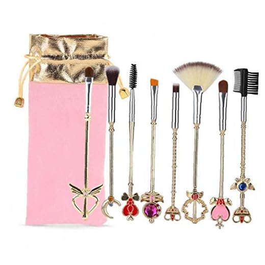 8piece Sailor Moon Cepillo Del Maquillaje Del Kit De Cerda Suave Del Maquillaje Fundación Cepillos Del Maquillaje Del Polvo Blush Brocha Mágica Cosmética Herramienta Con Pink Bolsa