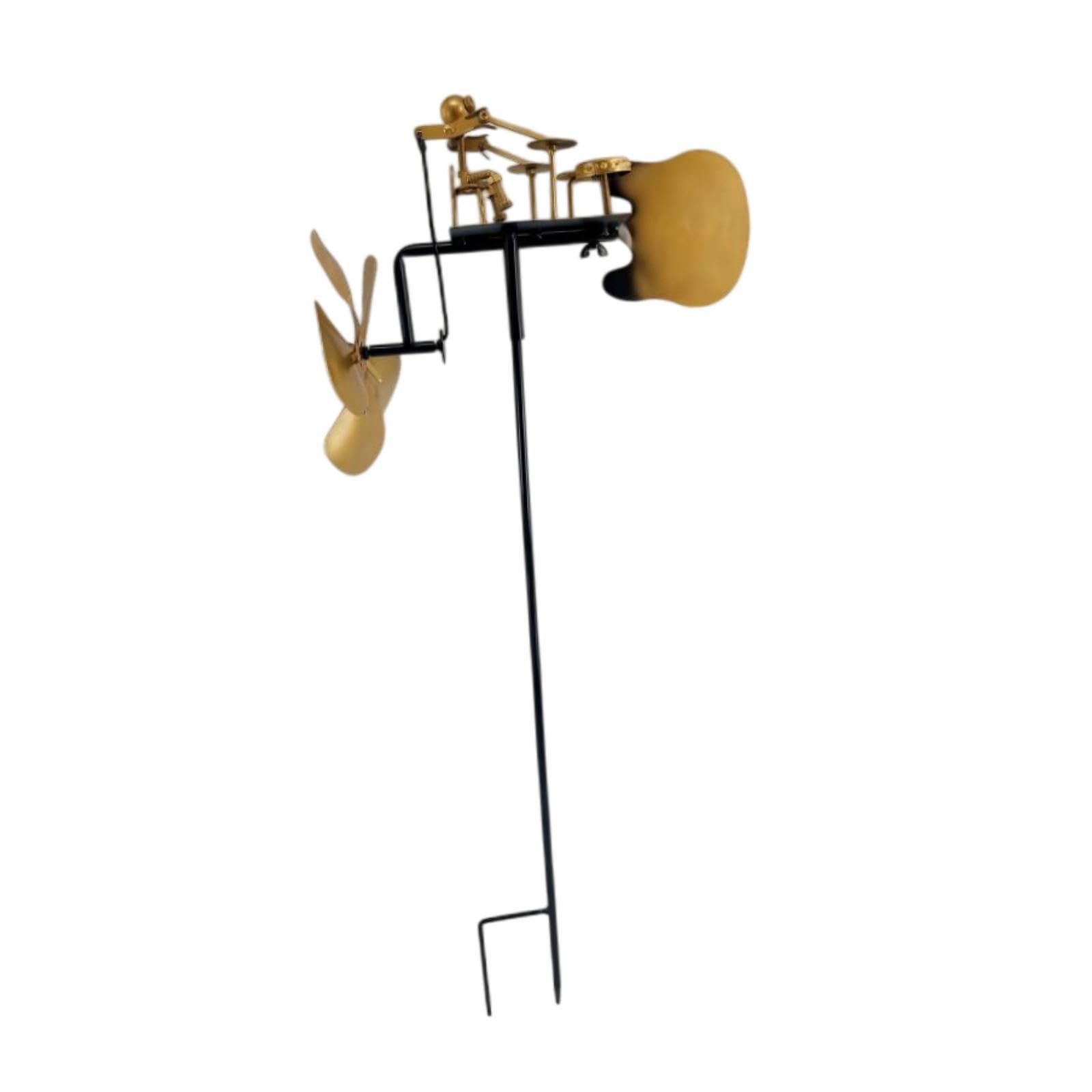 MYCENSE Garden Decor Metal Drummer Windmill Art Wind Spinner Handmade Sculpture Stake for Outdoor Courtyard Yard Walkway Landscape