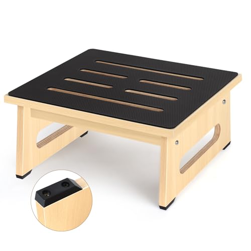 Image of Step Stool, Bed Steps for High Beds for Adults with Non-Slip Rubber Stepping Surface and Handles, 450 LBS Capacity for Bedroom Kitchen Bathroom, or Bedside, Senior Support(Natural)