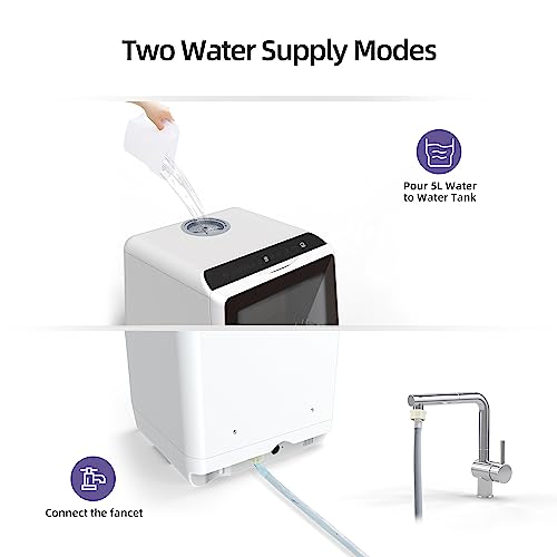 Firegas Portable Countertop Dishwasher, 5 L Built-In Water Tank & Inlet Hose, 6 Washing Programs Mini Dishwasher With Air-Dry Function And Led Light For Apartments, Dorms And Rvs #TOP7