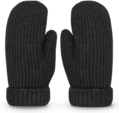 Whiteleopard Men's Winter Gloves Warm Lining Elastic Cuff - Knit Stretchy Cold Weather Warm Knit Thick Gloves Mittens