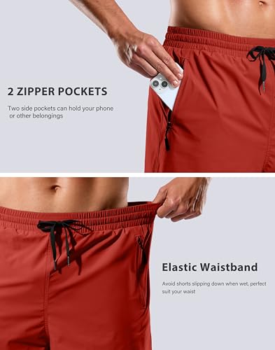 Image of G Gradual Mens Swim Trunks with Compression Liner 7 inch /9'' Quick Dry Board Shorts Swimsuit Bathing Suit for Men Zipper Pockets