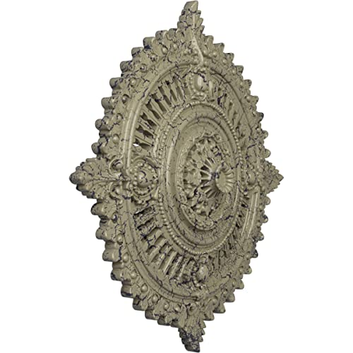 Image of Ekena Millwork CM29HYCSC Haylynn Ceiling Medallion, Castle Stone Crackle, 29 1 /8 inchOD x 1 1 /4 inchID x 4 inchP