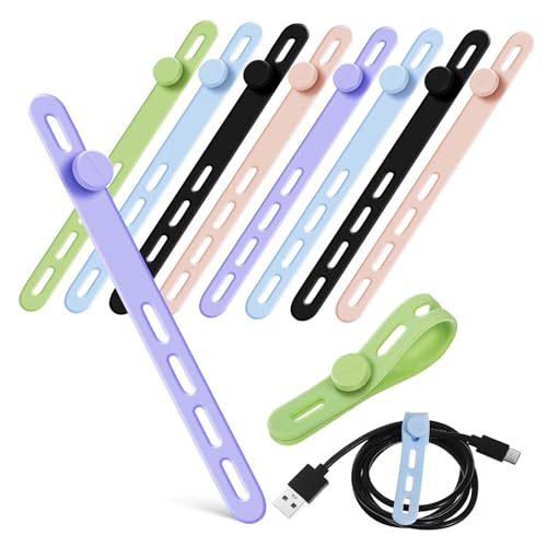 10 piezas organizador de cables de silicona para electrodomésticos, soporte para cable, gestión de cables bajo escritorio, reutilizable, para carga y escritorio miniatura 1